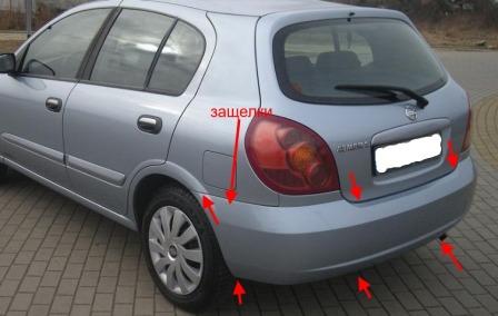 the attachment of the rear bumper Nissan Almera II N16 (2000-2008)